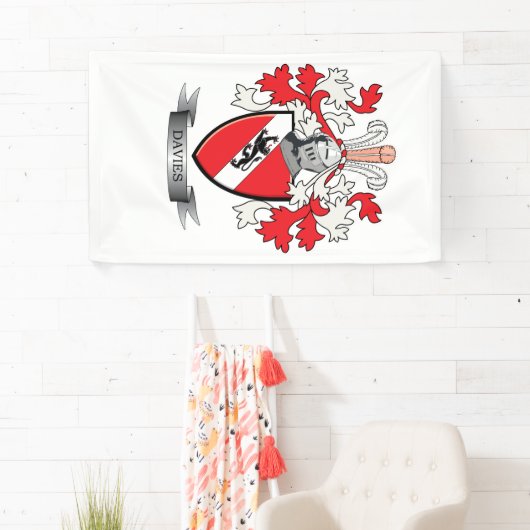 Davies Family Crest Coat of Arms Spandoek (Insitu)