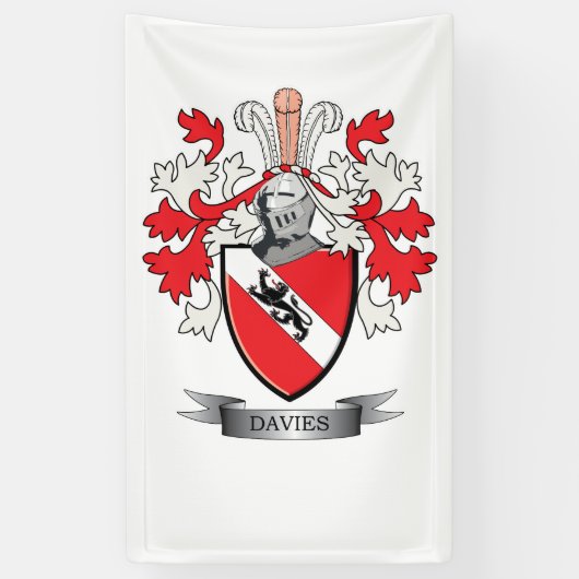 Davies Family Crest Coat of Arms Spandoek (Verticaal)