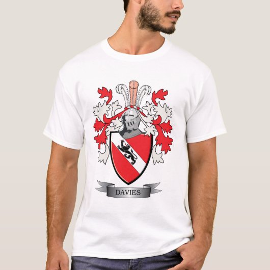 Davies Family Crest Coat of Arms T-shirt (Voorkant)
