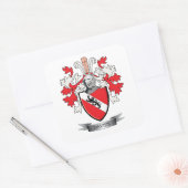 Davies Family Crest Coat of Arms Vierkante Sticker (Envelop)