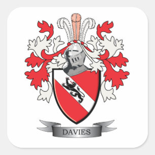Davies Family Crest Coat of Arms Vierkante Sticker