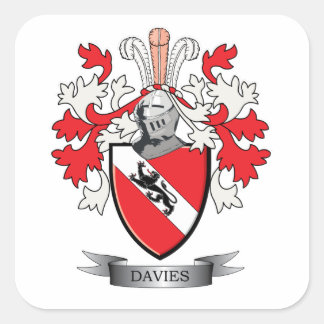 Davies Family Crest Coat of Arms Vierkante Sticker