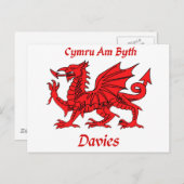 Davies Welsh Dragon Briefkaart (Voorkant / Achterkant)
