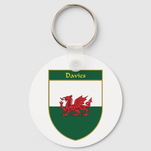 Davies Welshe Vlag Schild Sleutelhanger (Voorkant)