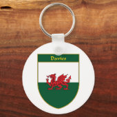 Davies Welshe Vlag Schild Sleutelhanger (Voorkant)