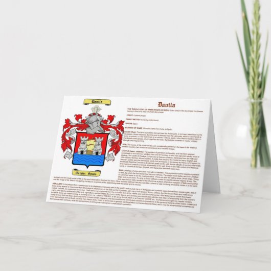 Davila (betekenis) kaart (Voorkant)