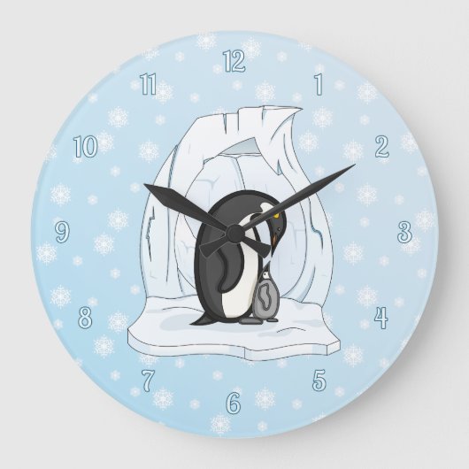 Davin en Annie de Penguins Clock Grote Klok (Voorkant)