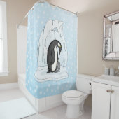 Davin en Annie de Penguins Shower Curtain Douchegordijn (In situ)