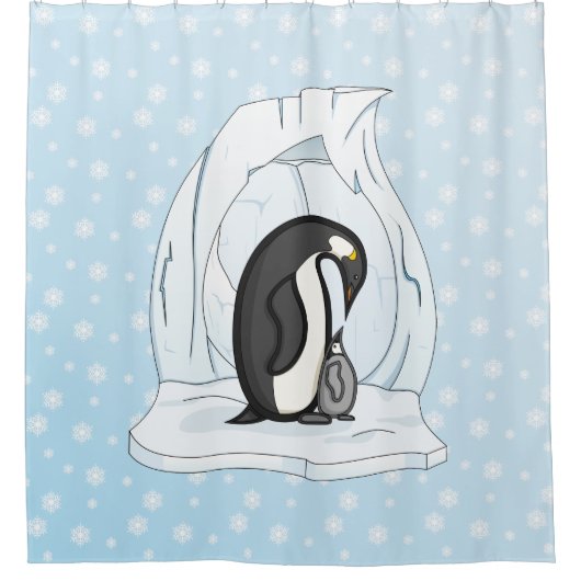 Davin en Annie de Penguins Shower Curtain Douchegordijn (Voorkant)
