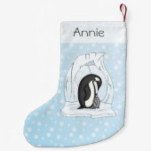 Davin en Annie de Pinguïns Custom Kousen Kleine Kerstsok (Achterkant)