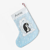 Davin en Annie de Pinguïns Custom Kousen Kleine Kerstsok (Achterkant (Hangend))