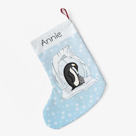 Davin en Annie de Pinguïns Custom Kousen Kleine Kerstsok (Achterkant (Hangend))