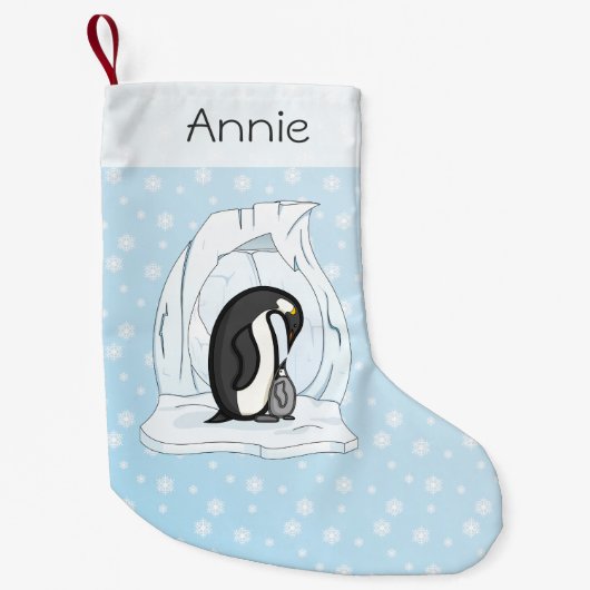 Davin en Annie de Pinguïns Custom Kousen Kleine Kerstsok (Voorkant)