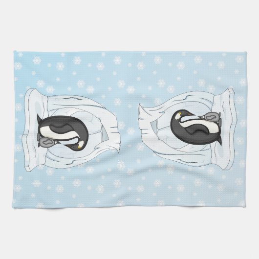 Davin en Annie de Pinguïns Keukenhanddoek (Horizontaal)