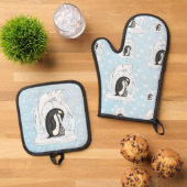 Davin en Annie de Pinguïns Ovenwant & Pannenlap Set (Top down)