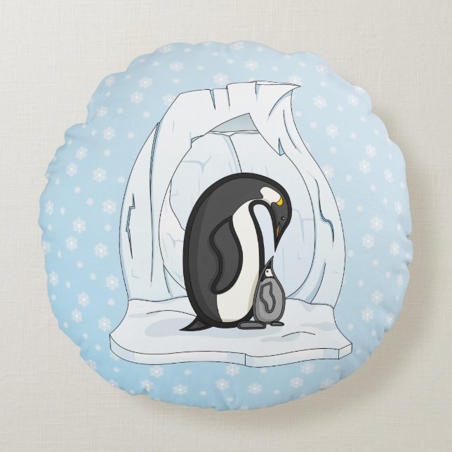 Davin en Annie de Pinguïns Ronde Kussen (Voorkant)