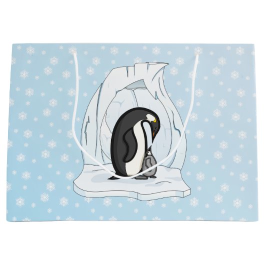 Davin en Annie the Penguins Gift Bag Large Cadeautasje (Voorkant)