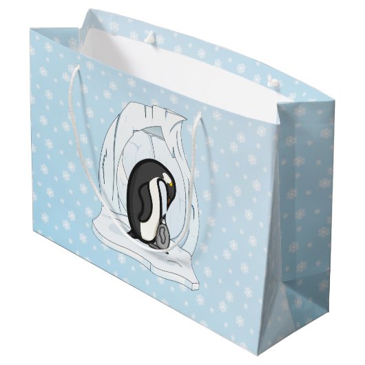Davin en Annie the Penguins Gift Bag Large Cadeautasje (Achterkant Gekanteld)