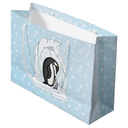 Davin en Annie the Penguins Gift Bag Large Cadeautasje (Voorkant Gekanteld)