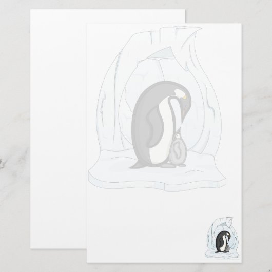 Davin en Annie the Penguins Stationery Briefpapier (Voorkant / Achterkant)