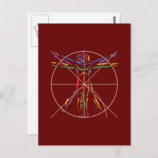 DaVinci Anatomy Man in Chakra Colors Briefkaart (Voorkant / Achterkant)