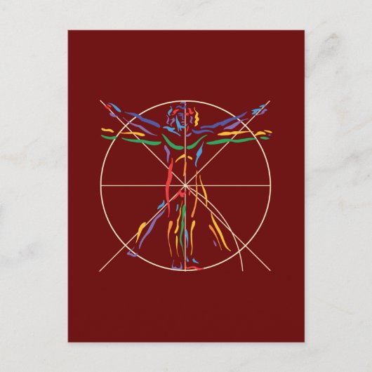 DaVinci Anatomy Man in Chakra Colors Briefkaart (Voorkant)