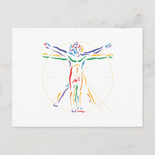 DaVinci Anatomy Man in Chakra Colors Briefkaart