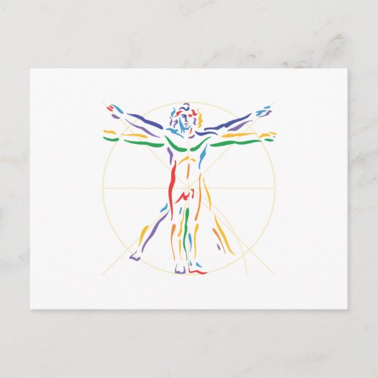 DaVinci Anatomy Man in Chakra Colors Briefkaart (Voorkant)