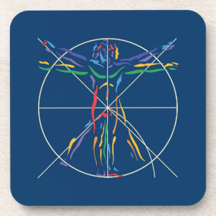 DaVinci Anatomy Man in Chakra Colors Drankjes Onderzetter