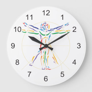 DaVinci Anatomy Man in Chakra Colors Grote Klok