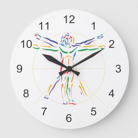 DaVinci Anatomy Man in Chakra Colors Grote Klok (Voorkant)