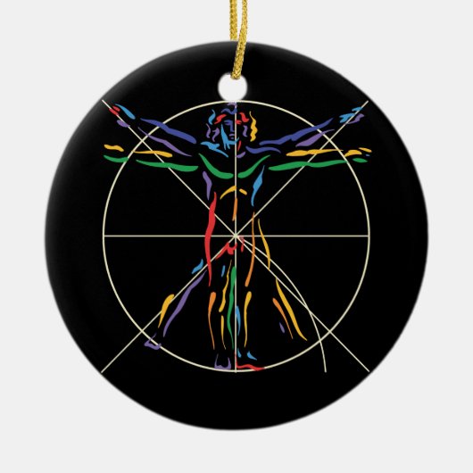 DaVinci Anatomy Man in Chakra Colors Keramisch Ornament (Voorkant)