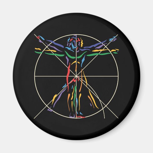 DaVinci Anatomy Man in Chakra Colors Magneet (Voorkant)