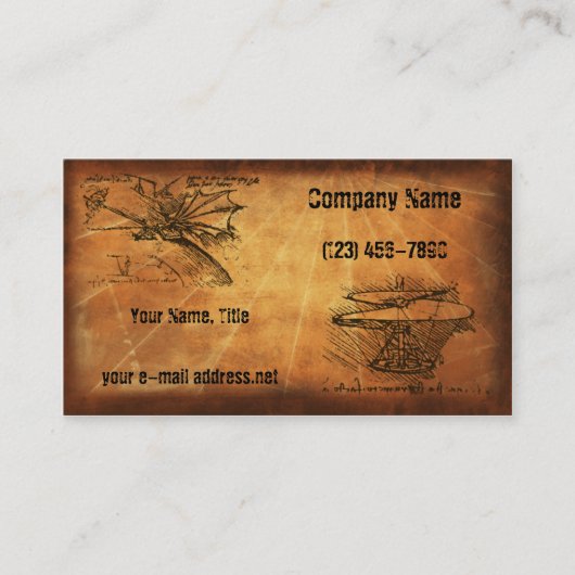 DaVinci-uitvindingen, Visitekaartje (Voorkant)