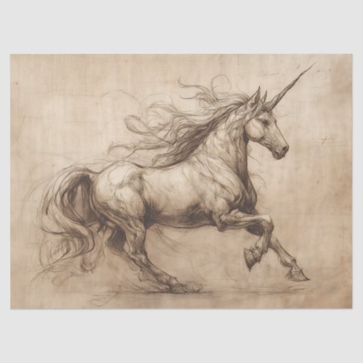 DaVinci Unicorn Sketch Tissuepapier (Voorkant)