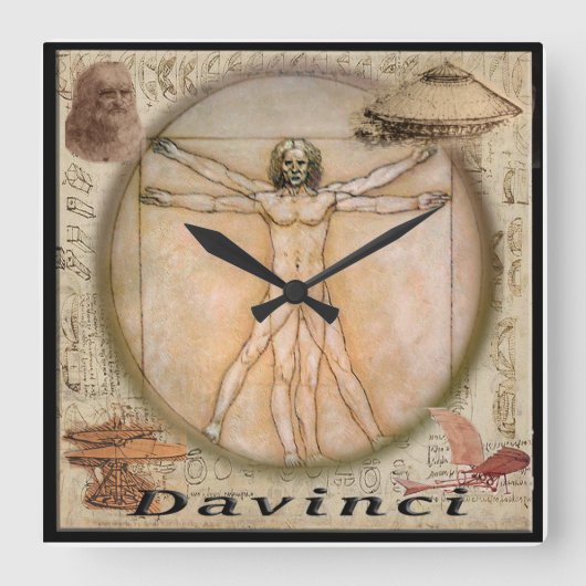 Davinci Vierkante Klok (Voorkant)