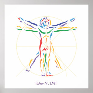 DaVinci Vitruvian Man Chakra kleuren Poster