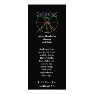 DaVinci Vitruvian Man Chakra kleuren Reclamekaart