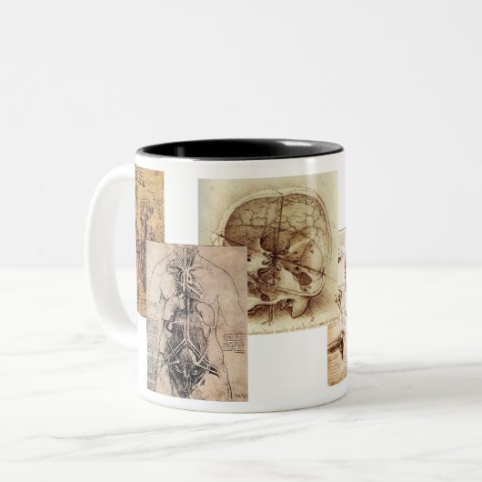 Davinvi's studie van de anatomie tweekleurige koffiemok (Voorkant links)