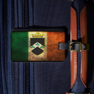 Davis Crest Irish Flag Bagagelabel
