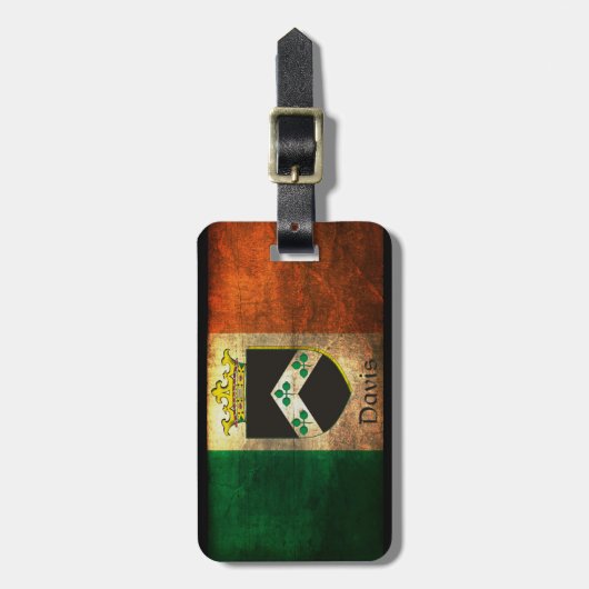 Davis Crest Irish Flag Bagagelabel (Voorkant verticaal)