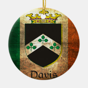 Davis Crest Irish Flag Keramisch Ornament