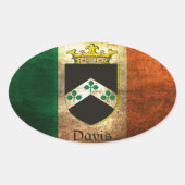 Davis Crest Irish Flag Ovale Sticker (Voorkant)