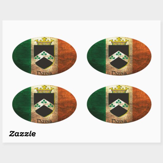 Davis Crest Irish Flag Ovale Sticker (Vel)