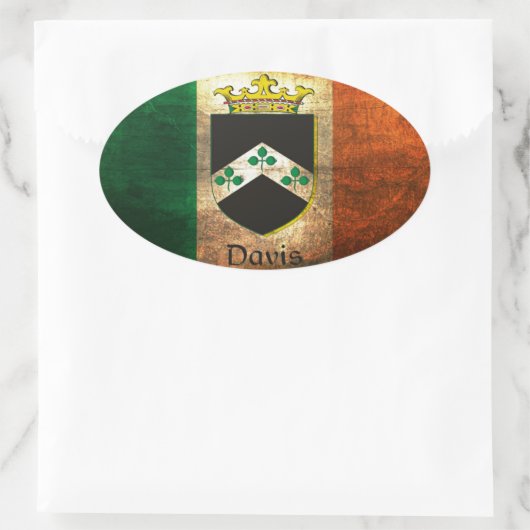Davis Crest Irish Flag Ovale Sticker (Tas)