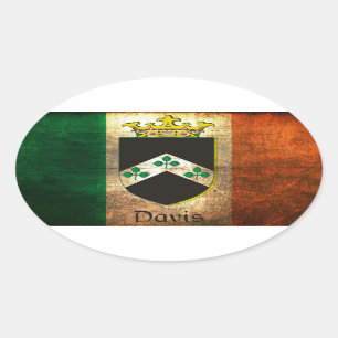 Davis Crest Irish Flag Ovale Sticker
