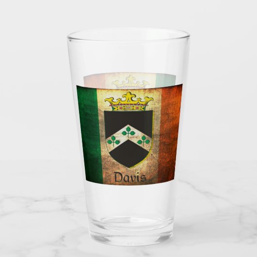 Davis Crest over Ierse vlag Glas (Achterkant)