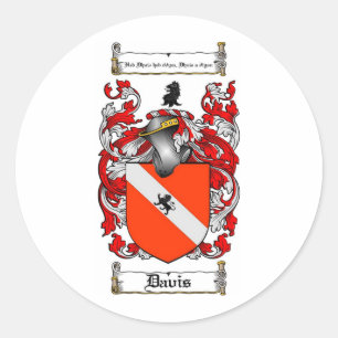 DAVIS FAMILIY CREST - DAVIS COAT OF ARMS RONDE STICKER