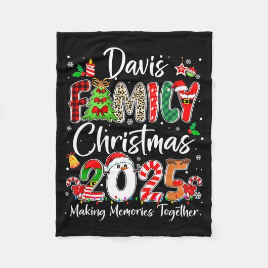 Davis Family Christmas 2025 Matching Pjs Xmas Squa Fleece Deken (Voorkant)