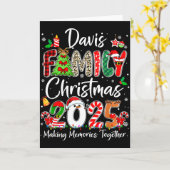 Davis Family Christmas 2025 Matching Pjs Xmas Squa Kaart (Gele Bloem)